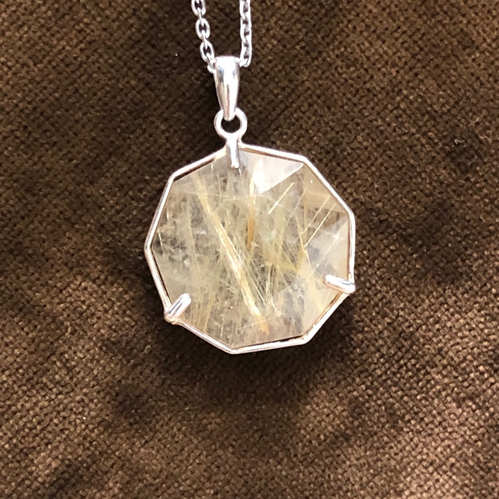 Angel Hair Rutilated Quartz 925 Pendant Necklace
